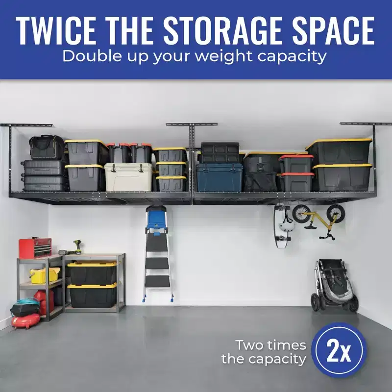 SafeRacks 4x8 Overhead Garage Storage Rack - 2 Rack Pack