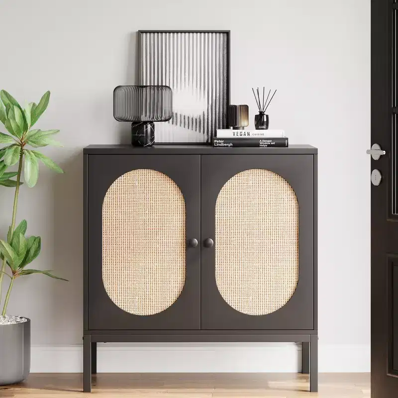 31.5 Wooden Sideboard Buffet Cabinet with Metal Feet for Hallway, Living Room, Dining Room, Kicthen