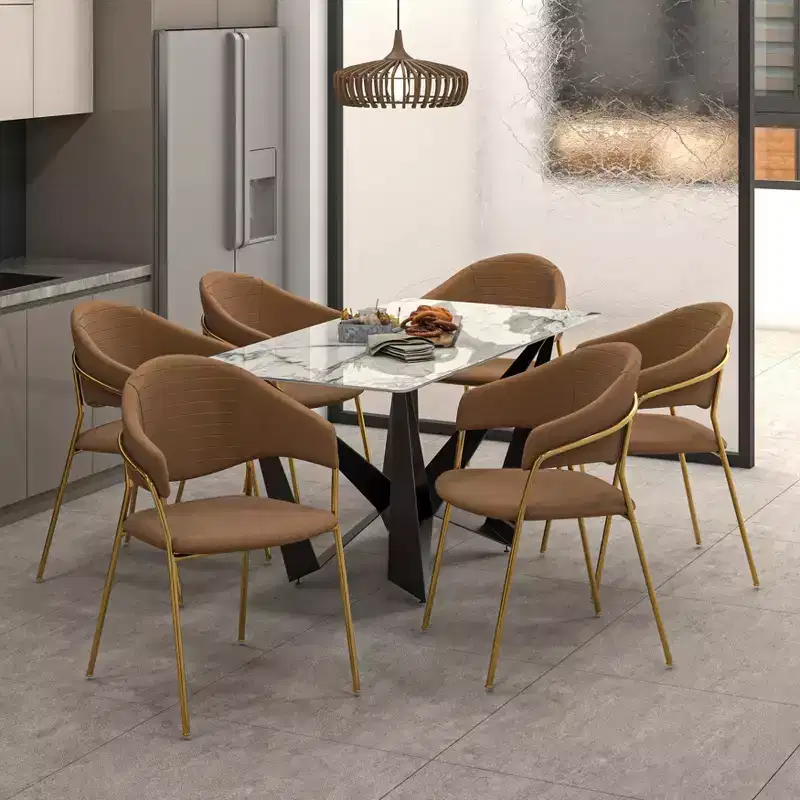 Upholstered Dining Chair Set of 2 Velvet Camelback Stainless Steel Legs 330 lbs