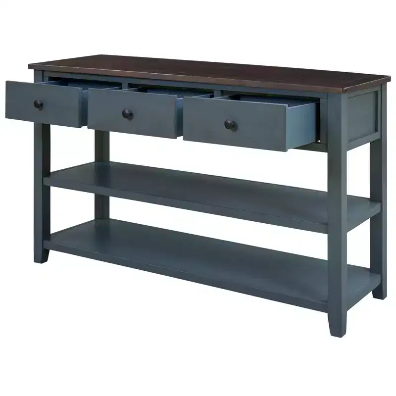 Whisen Modern Design Console Table with 3 Drawers and 2 Open Shelves