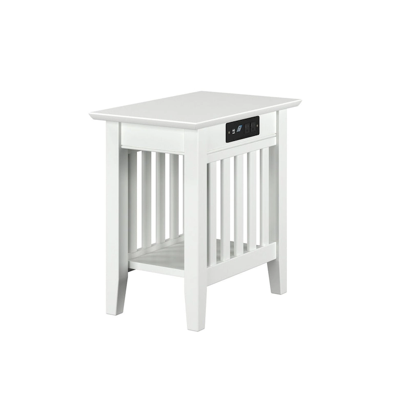 AFI Mission Chair Side Table Set of 2 with Built-in Charger