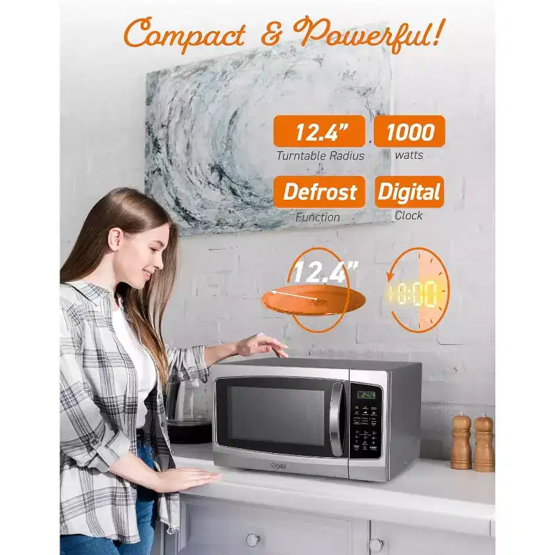 Commercial Chef 1.3 Cu. Ft. Countertop Microwave Oven, CHM13MS6