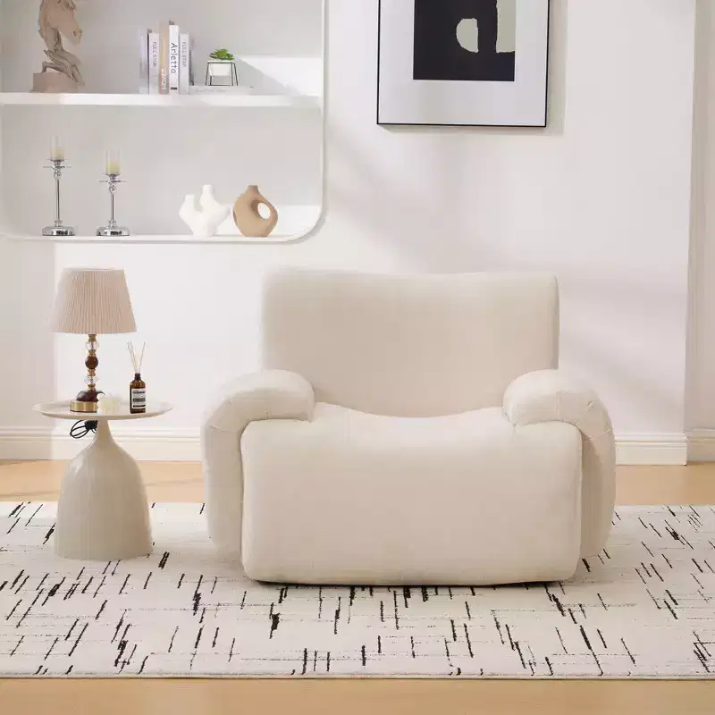 Modern Oversized Chenille Sofa Chair with Armrest, Deep Seat Single Sofa for Living Room, Apartment, Guestroom