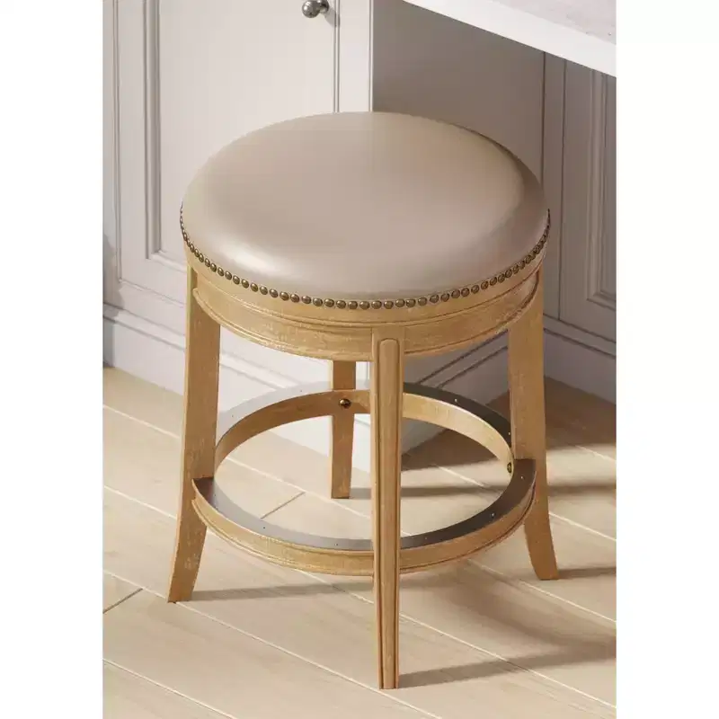 Backless Swivel Counter Stool with Faux Leather 27