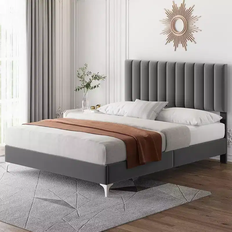 Modern Velvet Upholstered Bed Frame | 11
