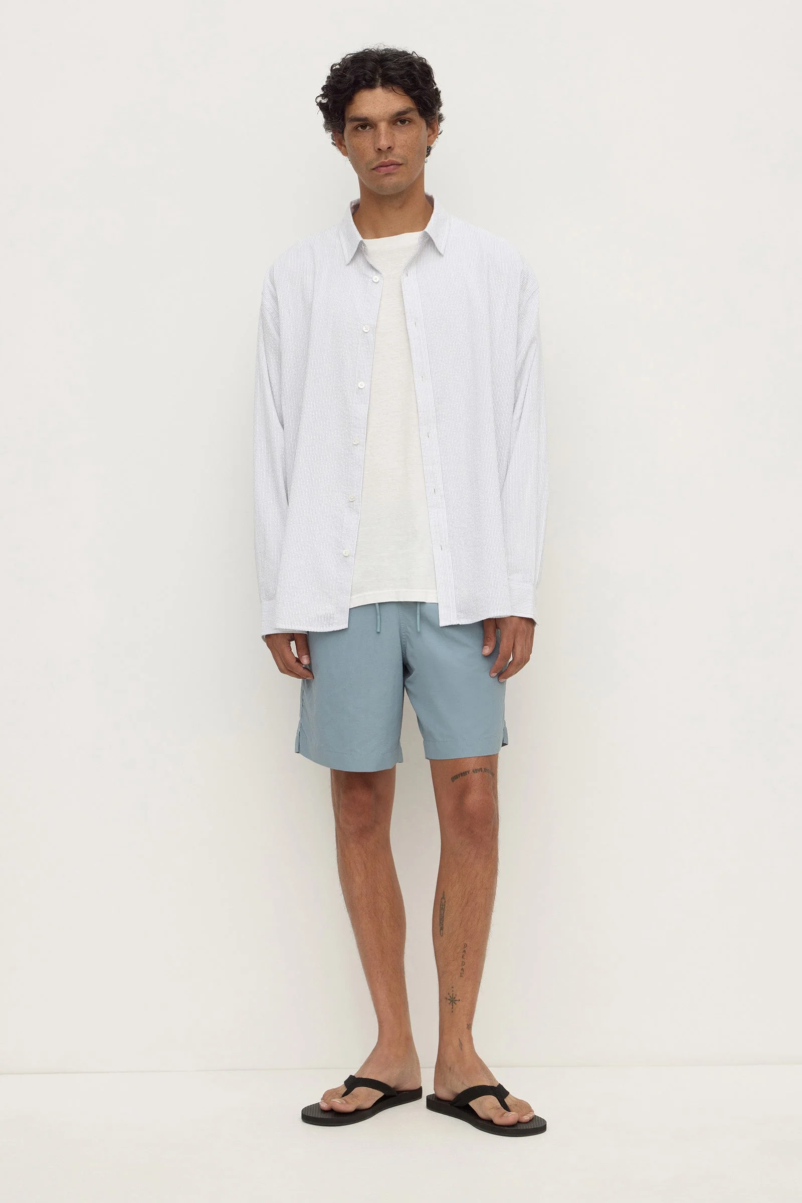 Steel Blue Nylon Swim Short
