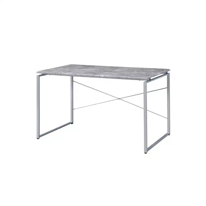 Jurgen Desk Faux Concrete - Acme Furniture: 47" Wide, Metal Frame, Veneer Surface, No Storage, Office Furniture