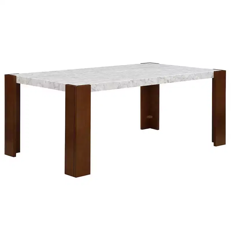 Acme Furniture Hettie Dining Table Engineering Stone/Brown Finish