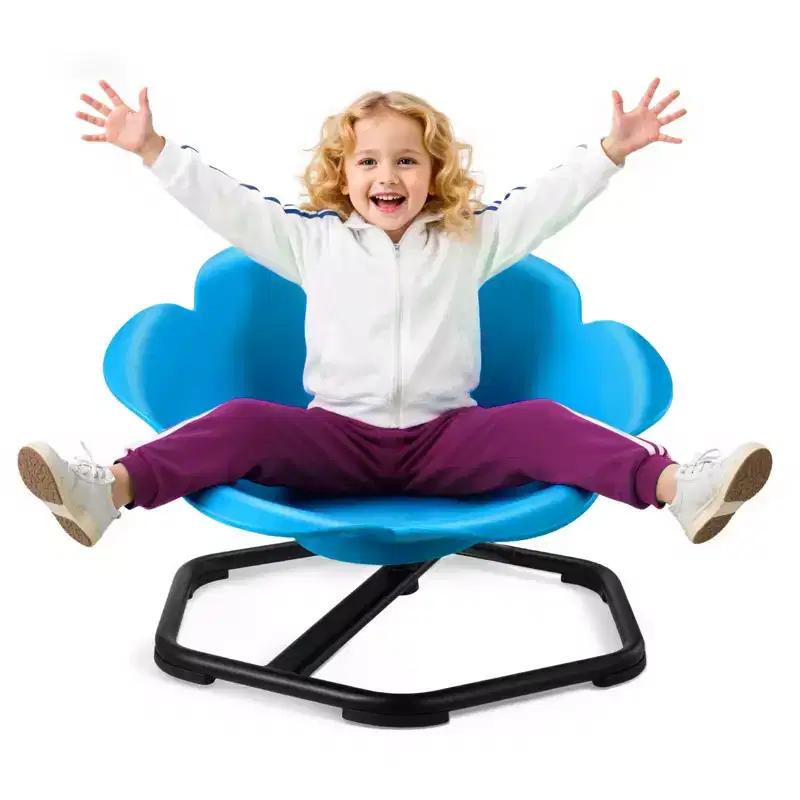 Kids Sensory Spinning Swivel Chair Cylinder Sit and Spin Seat with Metal Base 220 lbs Blue