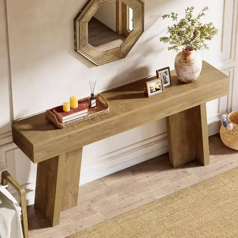 70.9-Inch Long Console Table, Farmhouse Narrow Entryway Table for Living Room, Hallway, Entrance, Foyer (Natural)