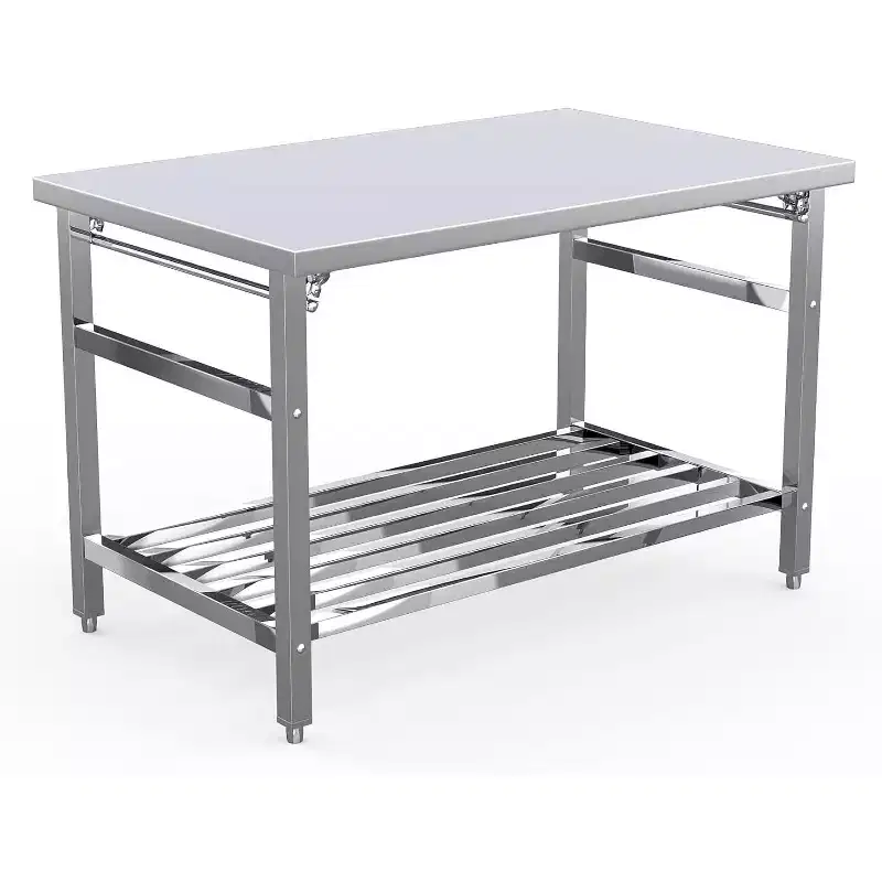 Stainless Steel Folding Table 48x30, Heavy-Duty Commercial Prep with 500 lbs Capacity, Adjustable Undershelf, Easy Assembly for Kitchen