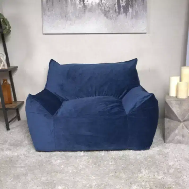 Velvet Bean Bag Chair, Plush Memory Foam Floor Chair for Luxurious Comfort, Lazy Sofa Chair for Living Room, Bedroom and Office