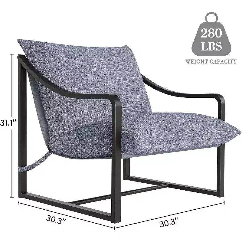 COZONY Modern Accent Chair with Metal Frame, Upholstered Lounge Armchair with Foam Cushion for Living Room, Bedroom