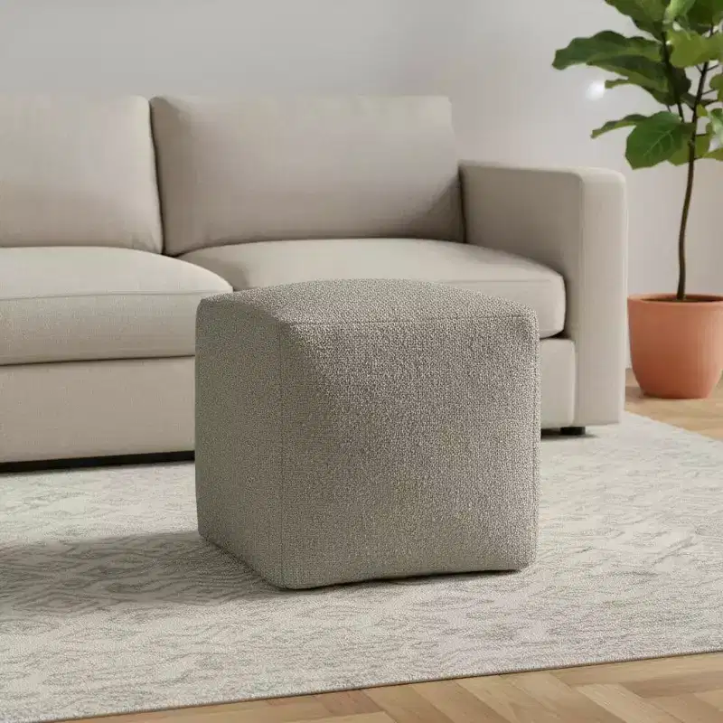 18-Inch Sage Boucle Pouf Ottoman