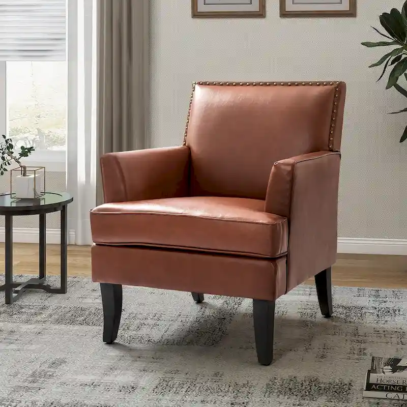 Grey / Sage / Camel / Brown / Turquoise / Black / Navy Nailhead Accent Armchair, Single