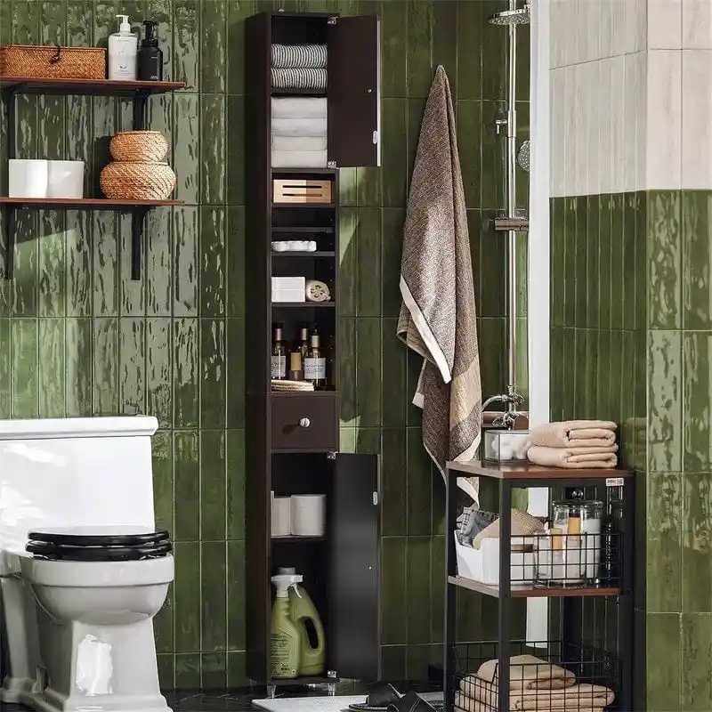 Black Bathroom Tall Cabinet - 7.87D x 7.87W x 70.87H