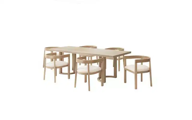 Christopher Knight Home Ellie Modern 7pc Rubberwood Upholstered Dining Set Beige/Light Ash