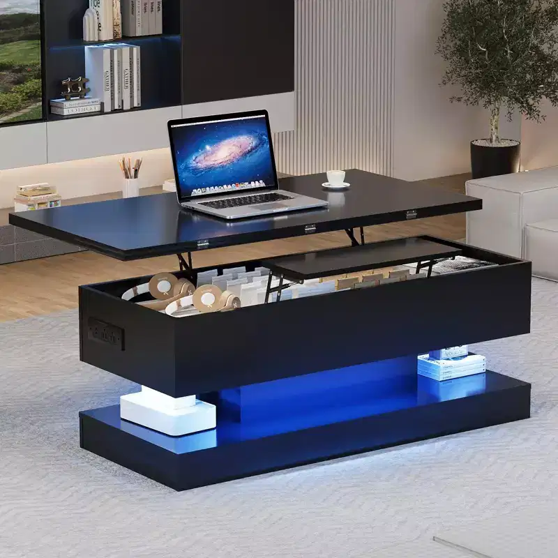 47.2-Inch Modern Lift-Top Coffee Table - Adjustable Height & 180lb Capacity for Living Room, Dining & Office