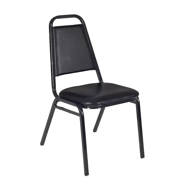Kahlo 48 Square Breakroom Table- Maple/ Black & 4 Restaurant Stack Chairs- Black