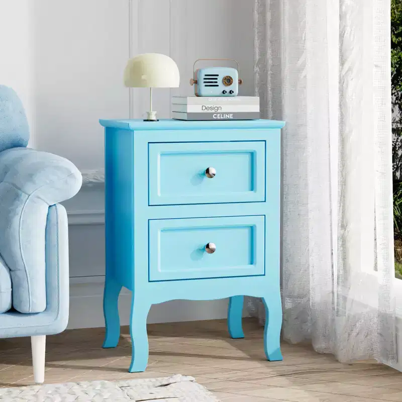 Bonnlo Nightstand with 2 Drawers, Night Stands for Bedrooms, Small Bed Side Table/White Night Stand with Drawers for Small Spaces