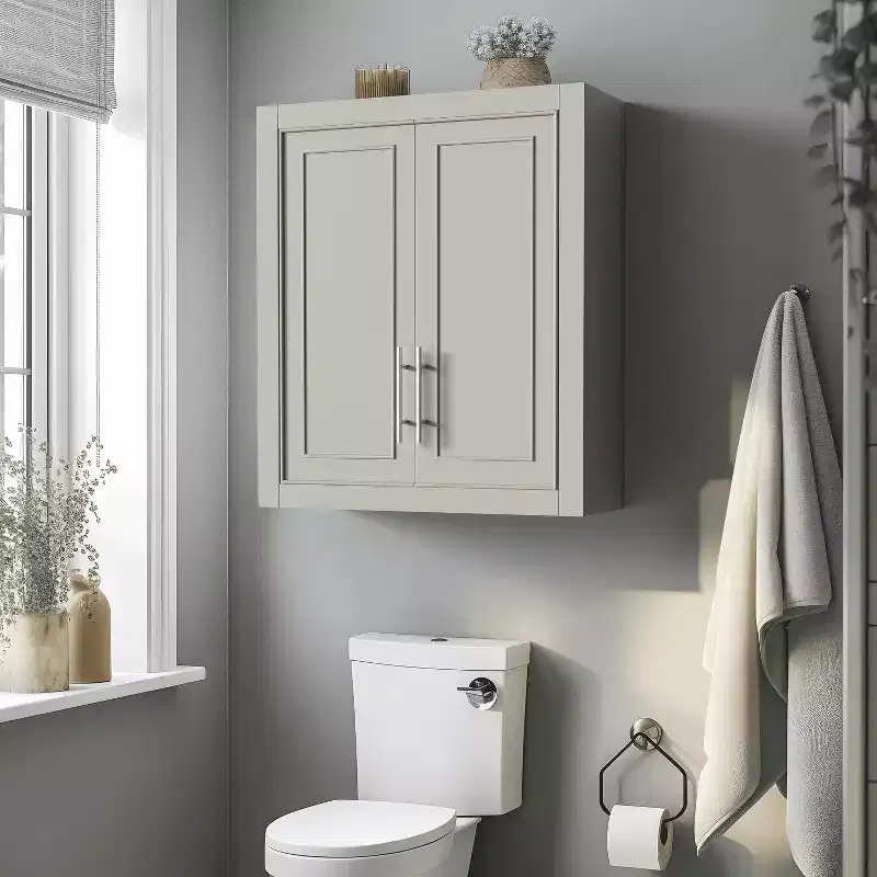 MAYEERTY Bathroom Storage Cabinet Wooden Wall-Mounted Cabinets for Home, Small Space, Gray, 26*22*8in