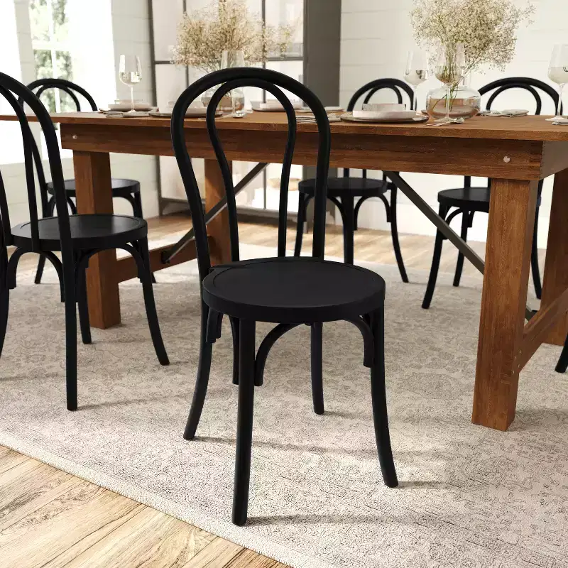 Merrick Lane Thonet Style Solid Wood Dining Chair with Stackable Design and Elegant Finish