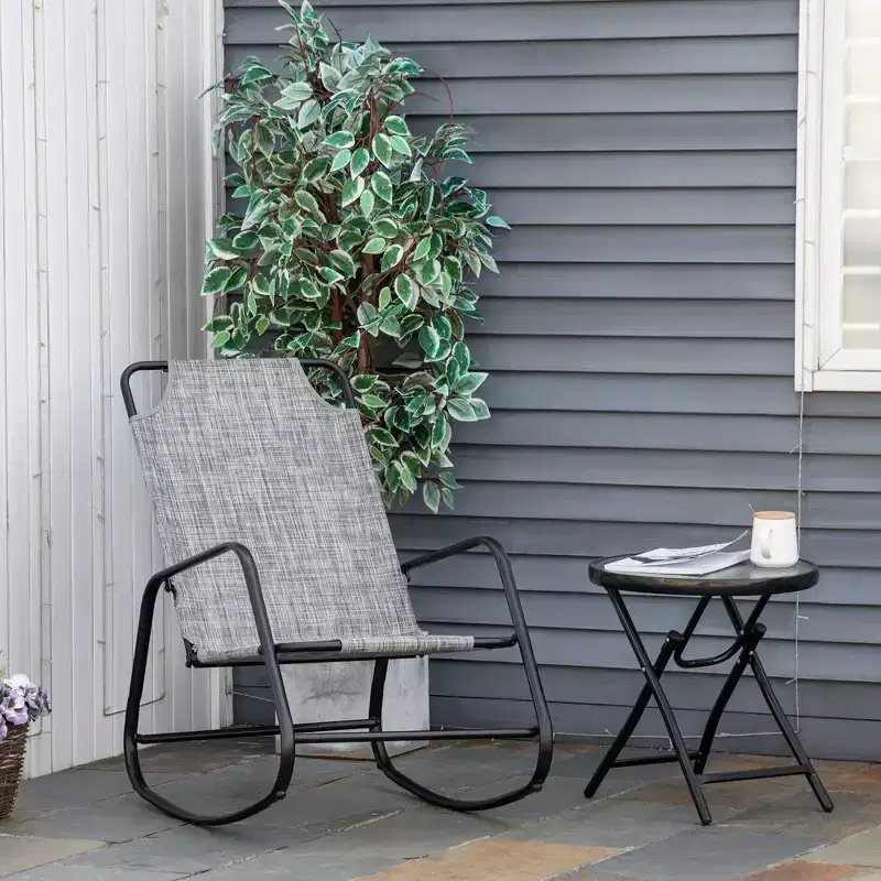 Garden Rocking Chair, Outdoor Indoor Sling Fabric Rocker for Patio, Balcony, Porch