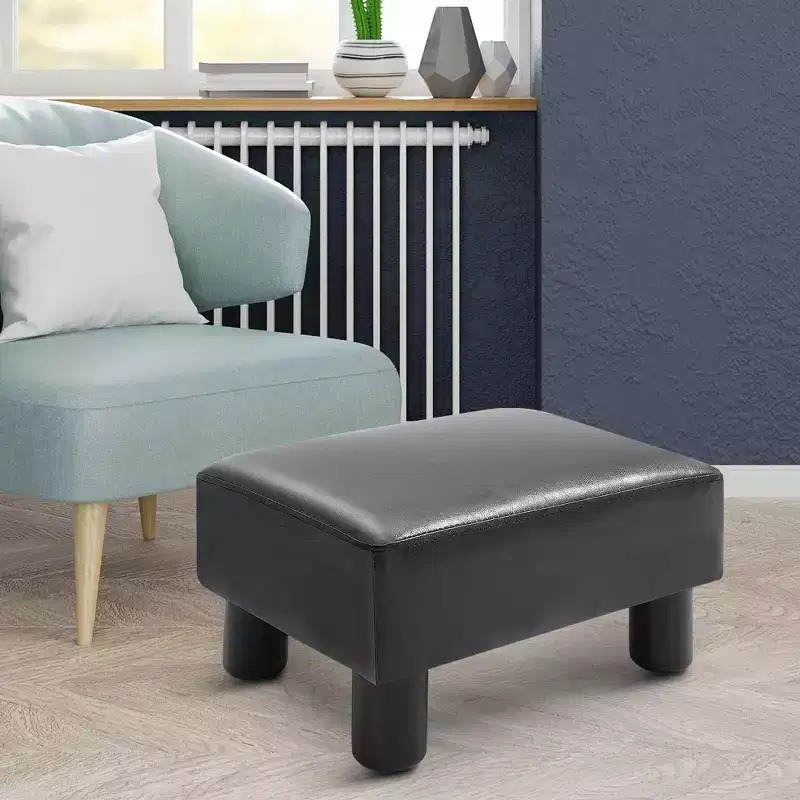 Cube Faux Leather Footrest Ottoman Pouf