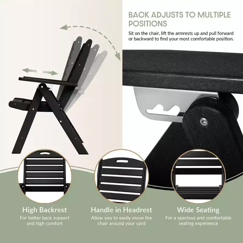 WestinTrends Malibu HDPE Adjustable Highback Folding Patio Dining Chair