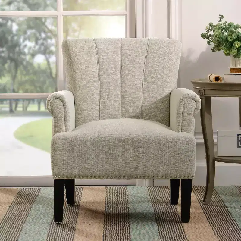 Polyester Tufted Armchair with Rolled Arms 29''W x 24''D x 34.5''H