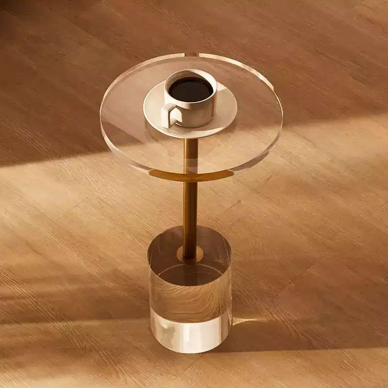 VEVOR Acrylic End Table, Acrylic Side Table with a Solid Base, 11.9 x 11.9 inch Round Tabletop, 21.4 inch High, for Living Room, Bedroom