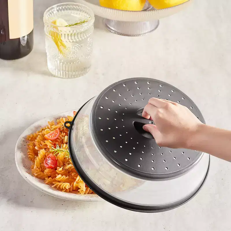 VEVOR 2PCS Microwave Splatter Covers, 10.4 Collapsible Microwave Lid for Food, 300F Heat-Resistant PP Splatter Guard for Plate Dish, Black