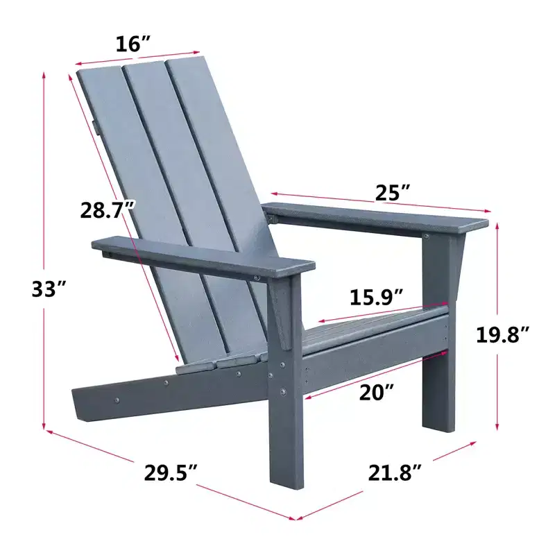 Outdoor Adirondack Lounge Chair, HDPE All-Weather Fire Pit Chair, Outdoor Deck Garden Backyard Balcony Patio Lawn Chair