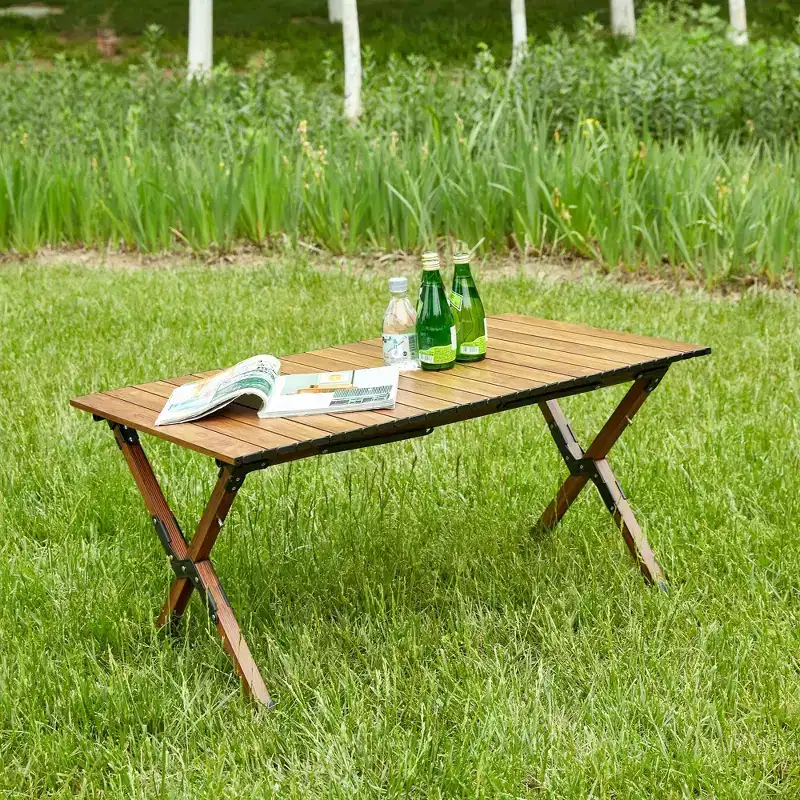 1-piece Folding Outdoor Table,Lightweight Aluminum Roll-up Rectangular Table for indoor, Outdoor Camping