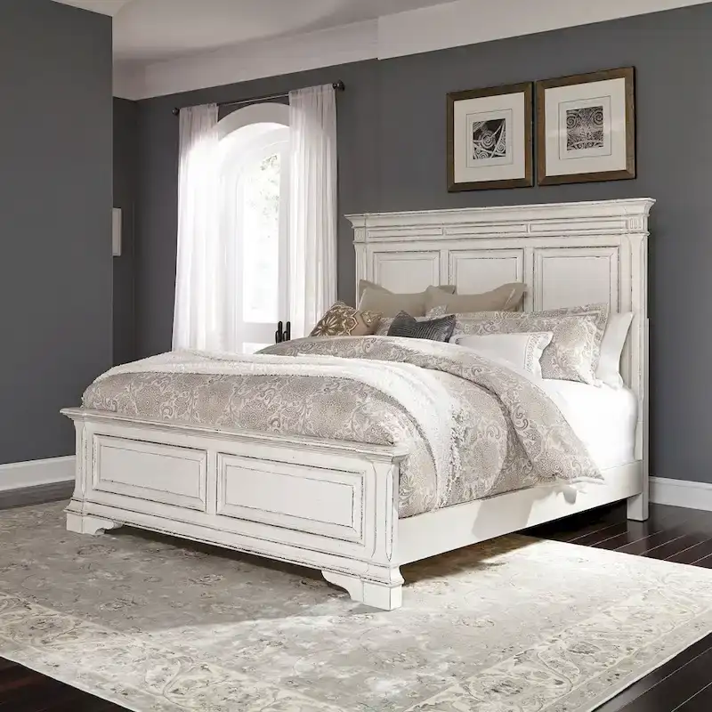 Antique White King Panel Bed