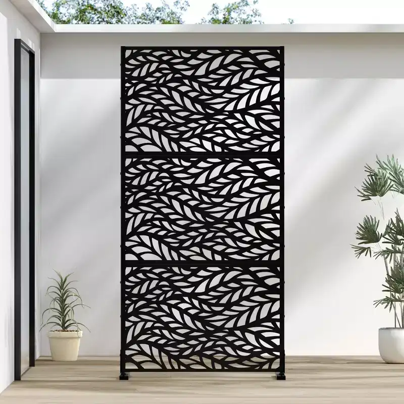 StreamLeaf Black Zinc-Coated Steel Room Divider | 183H x 90W x 40D cm