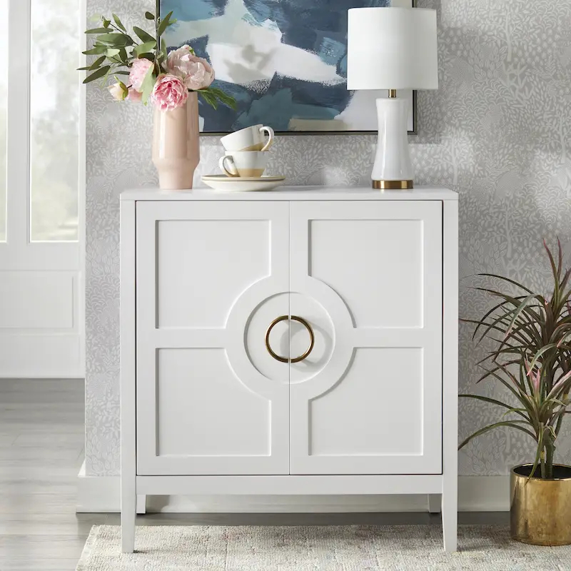 Console Cabinet with Adjustable Shelf and Metal Handles