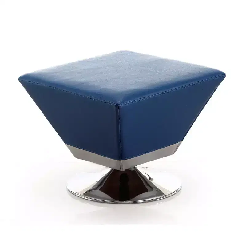 Diamond Swivel Ottoman Faux Leather Padded Seat