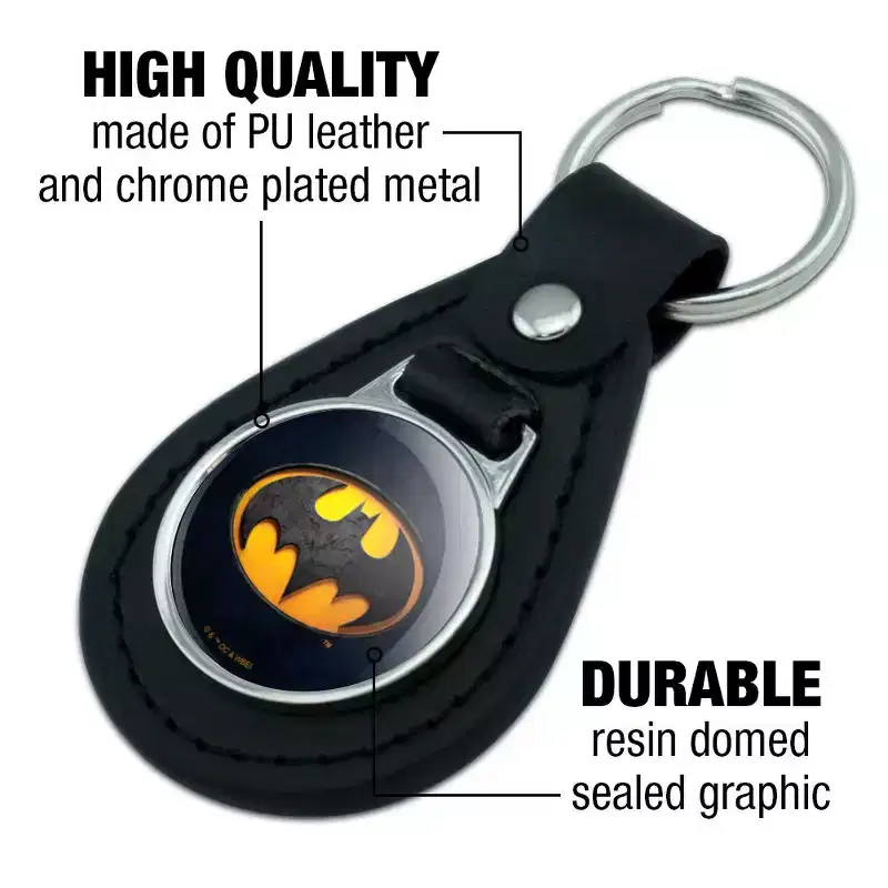 The Flash Batman Logo Black Leather Keychain