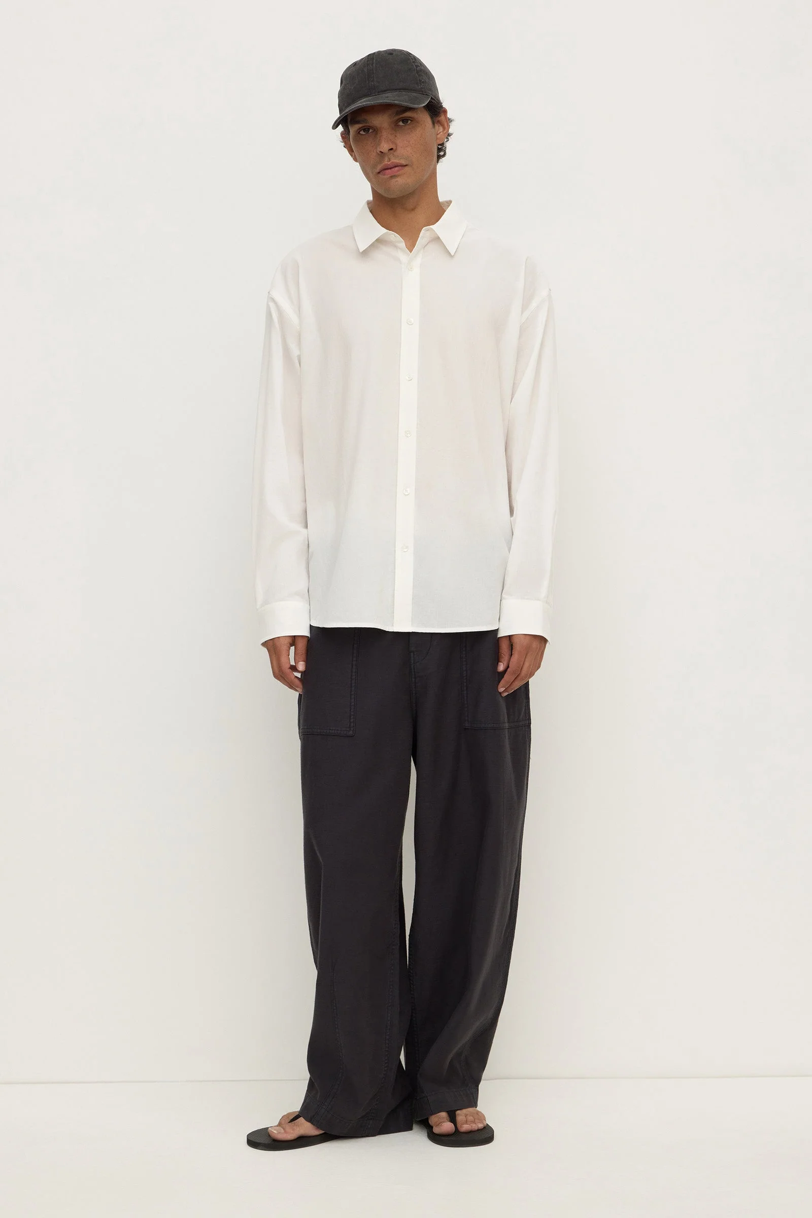 White Cotton Voile Long Sleeve Shirt