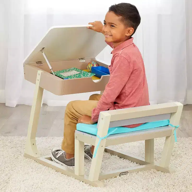Little Tikes 1pc Great Ideas Desk Square Kids Table Set Teal Blue/Beige