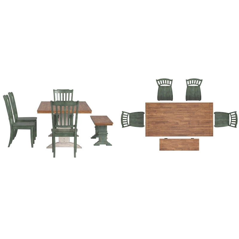 Ronda 78 Rectangular Solid Wood Top Dining Set with Spindle Back Chairs