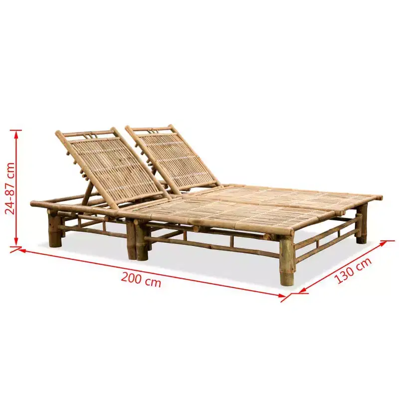 vidaXL Sunlounger Natural Bamboo Bamboo Extra Large