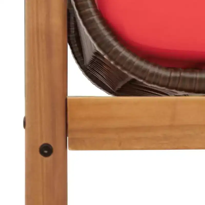 Patio Bench Brown and Red PE Rattan Removable Covers Patio Bench