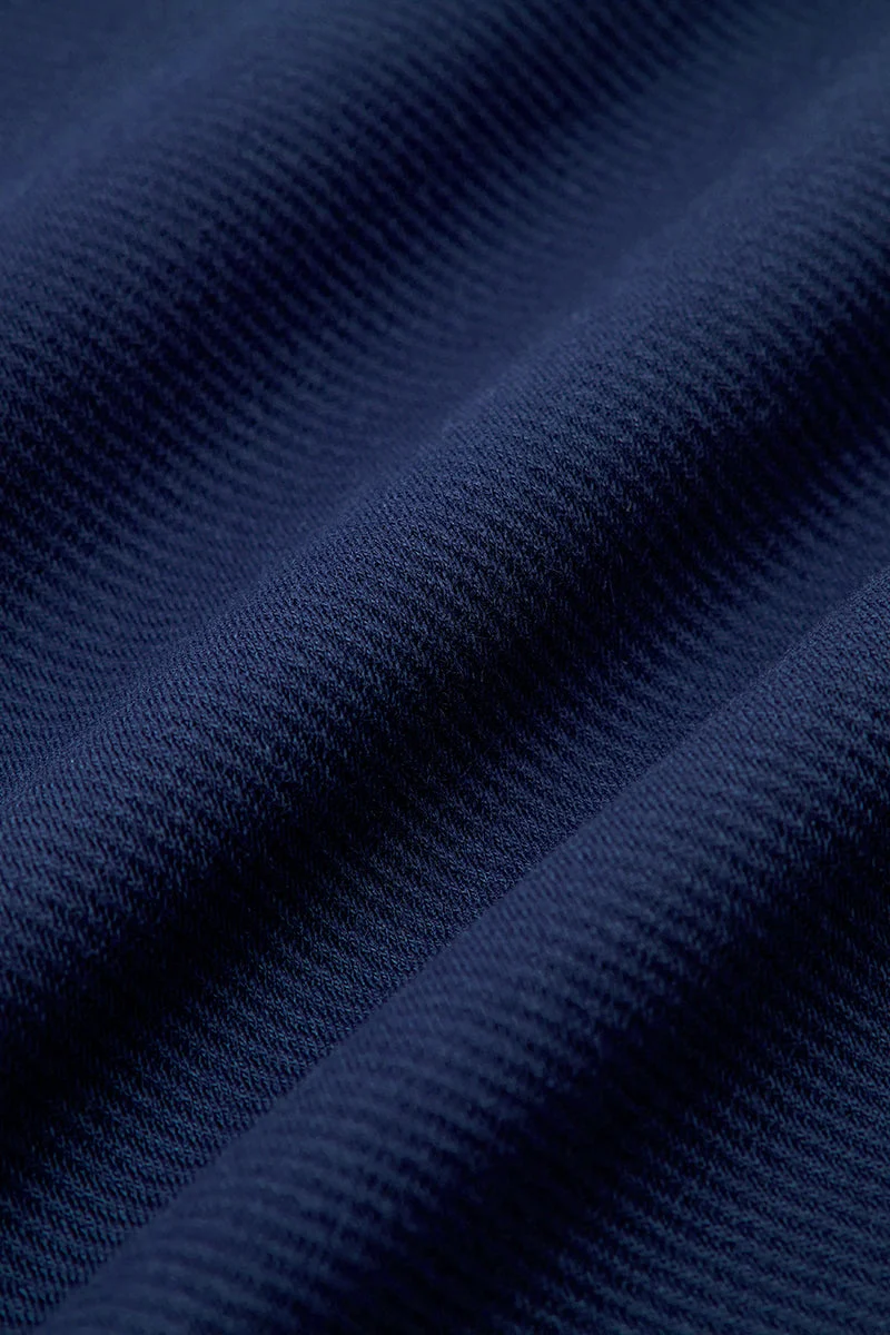 Jacquard Long Sleeve Polo – Navy