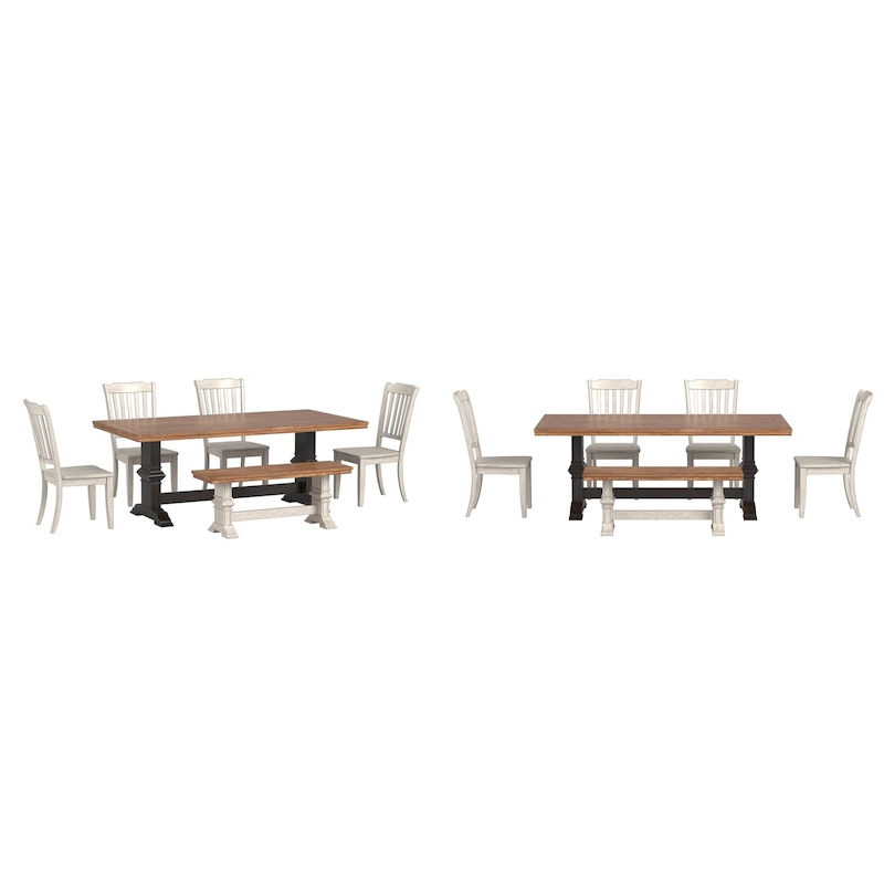 Ronda 78 Rectangular Solid Wood Top Dining Set with Spindle Back Chairs