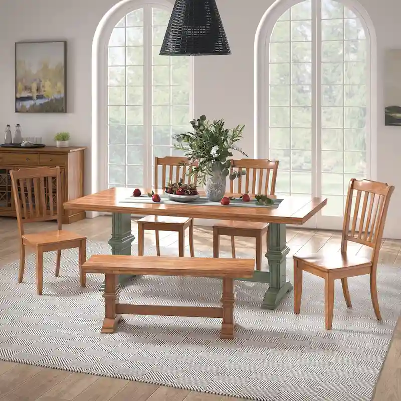 Ronda 78 Rectangular Solid Wood Top Dining Set with Spindle Back Chairs