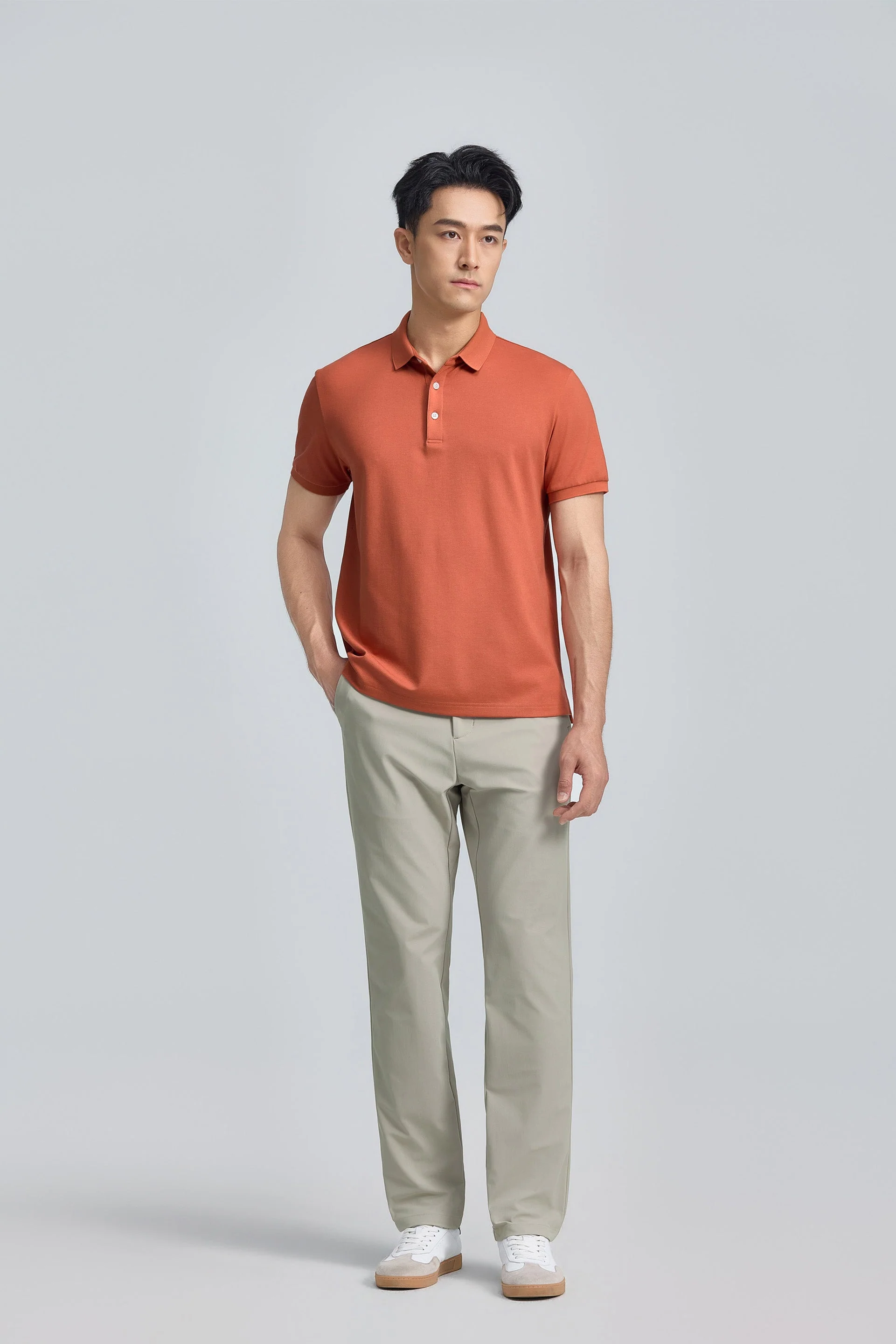 3-Button Pique Polo – Orange Rust
