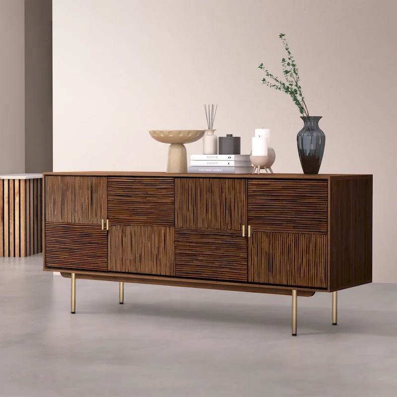 Studio London Drawers Acacia Wood and Rattan Furniture Storage