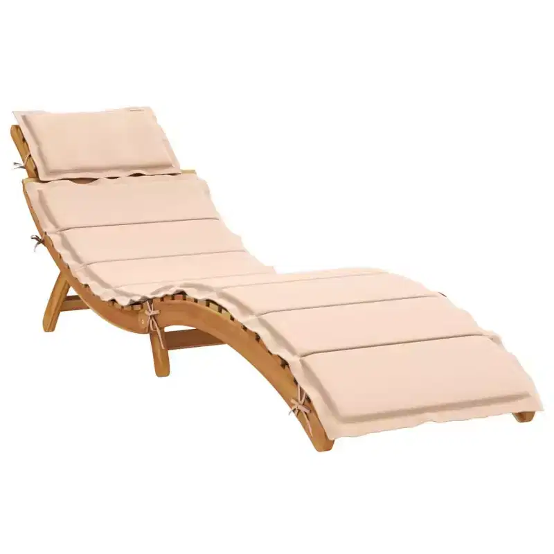 vidaXL Sunlounger Set of 2 Beige Solid Acacia wood Foldable Sunlounger